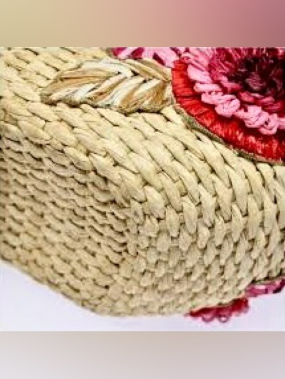 Archival Miu Miu Begonia Basket Bag: Pink Leather + Natural Bamboo & Rattan Tote - Picture 5 of 5